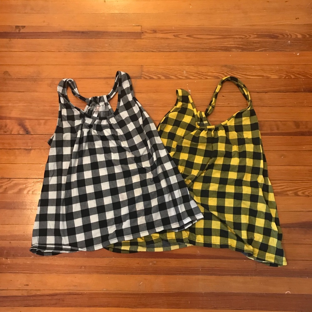 Tanks from Target. Flowy comfie plaid